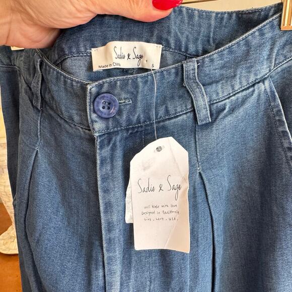 Sadie & Sage Dark Chambray Wide Leg Pants Size Small NWT - Picture 5 of 7